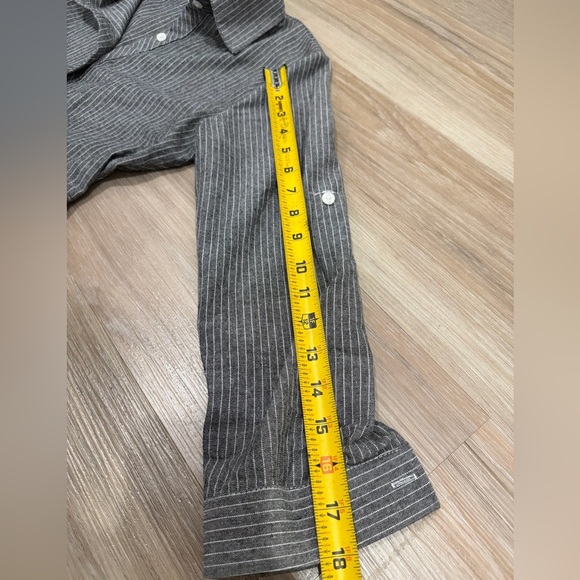 Love Notes Charcoal Striped Button-Down Peplum Shirt - Picture 8 of 8